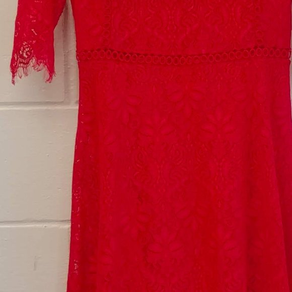 Red Lace Dress, Below the Knee METISU M NWT - Picture 6 of 11